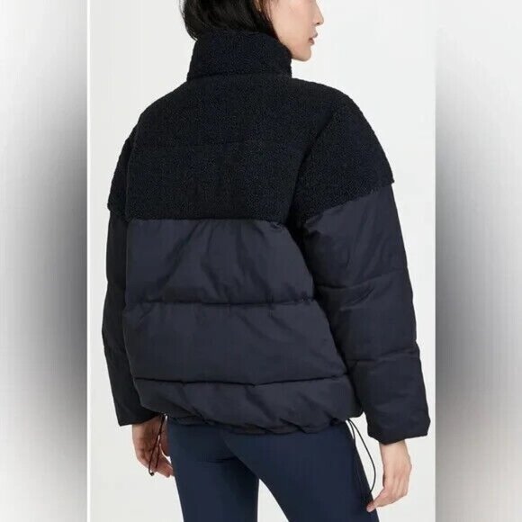 Good American 90s Sherpa Trucker Jacket Mix Blue Shearling Oversized Size 4 XL - Picture 2 of 13